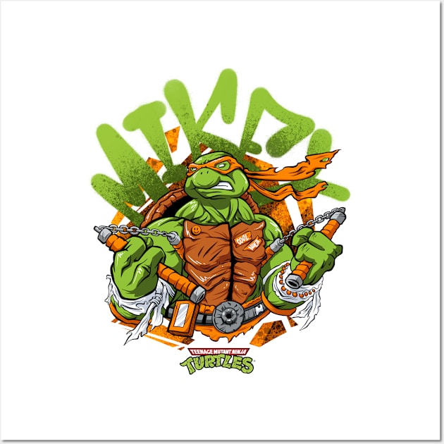 Teenage Mutan t Ninja Turtle Mikey - Graffiti Style Wall Art by KNTG